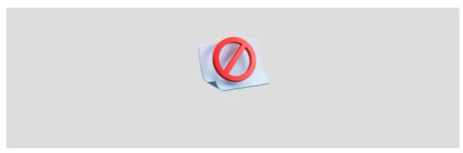 A grey rectangle where the embed should be, with the browser’s blocked-content icon, a red circle with a slash over a page, in the middle.